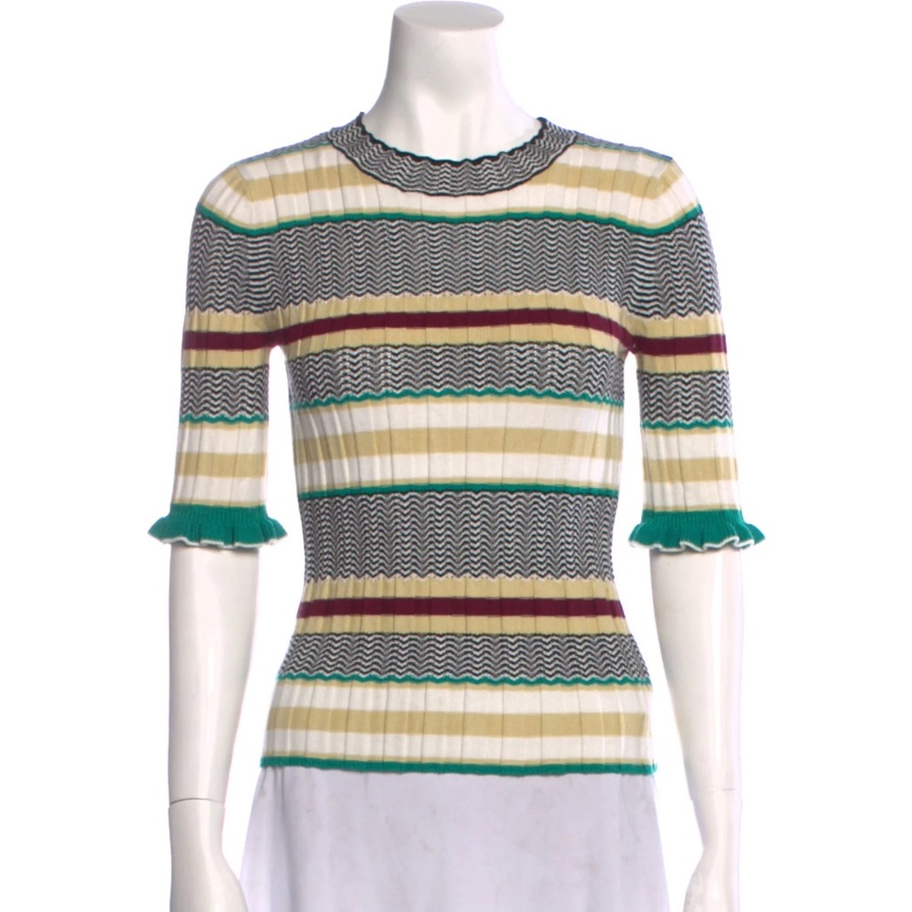 JOIE Neily Multicolored Striped Rib Knit Sweater Top Sz Small